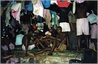 Prisoners playing cards, Kigali Central Prison, 1995